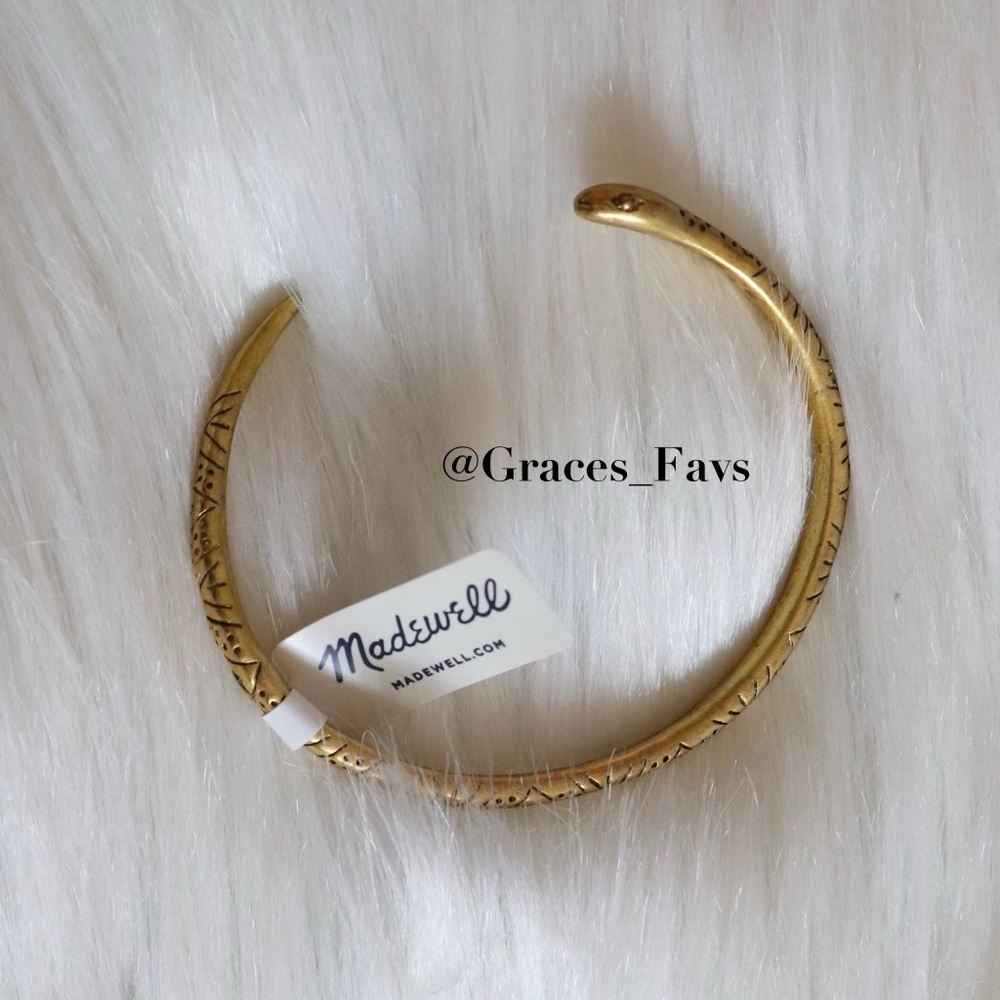 NEW Madewell Gold Snake Cuff Brass Open End Bracelet - Picture 6 of 7